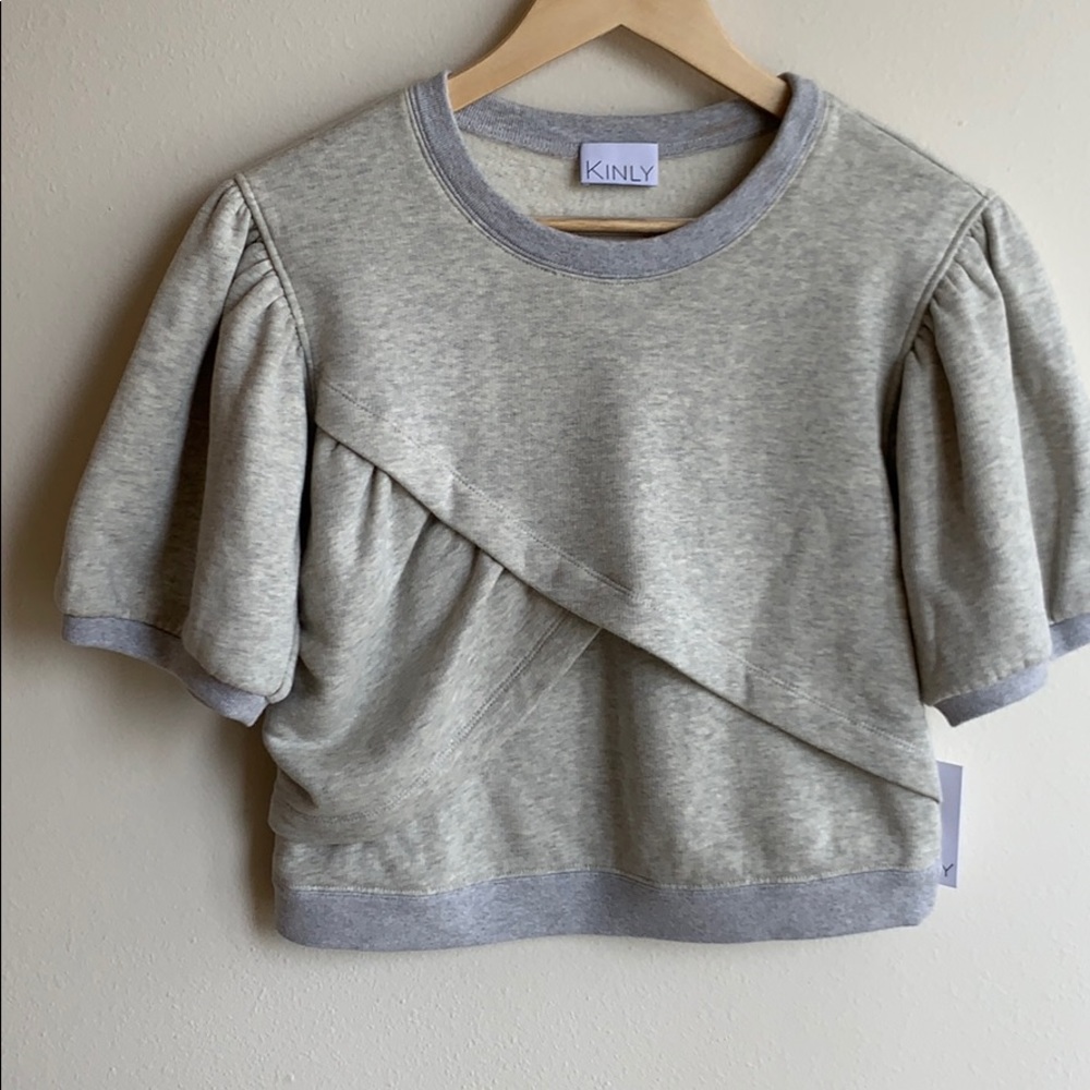 PUFF SLEEVE CROPPED SWEATSHIRT